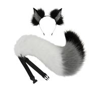 CarpNettore Set da 2 Pezzi Orecchie da E Coda in Pile Morbido con Cerchietto Curvo E Chiusura a Fibbia per Cosplay Costume Accessorio Adatto per Halloween in Maschera E Palcoscenico