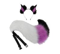 CarpNettore Set da 2 Pezzi Orecchie da E Coda in Pile Morbido con Cerchietto Curvo E Chiusura a Fibbia per Cosplay Costume Accessorio Adatto per Halloween in Maschera E Palcoscenico