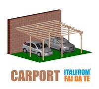 Carport Addossato in Legno 5 x 6 per Auto Pergola Gazebo Garage ad Interrare