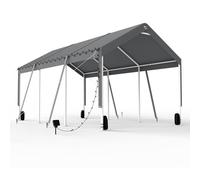Carport impermeabile 3,1 x 6 m con ante laterali, tenda robusta per auto e moto tutto l'anno, portatile con telaio in acciaio per eventi all'aperto