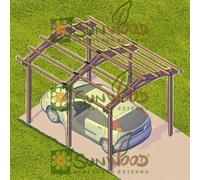 Carport pergola a capriata in legno di pino - per 1 posto auto - 300x400 cm