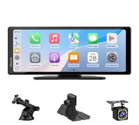 CARPURIDE V92R - Schermo portatile per carplay wireless e Android Auto, touch screen HD da 10,26 pollici, 1080p, con telecamera di backup 720p, BT 5.0, supporto Mirror Link per camion e camper