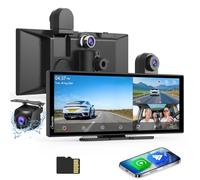 Carpuride W125S Carplay Schermo 3 Canali Dash Cam 11,26" HD Tattile Schermo | 4K Anteriore e 1080P Posteriore Camera,1080P Infrarossi Abitacolo Camera, Senza Fili Carplay & Android Auto, BT.