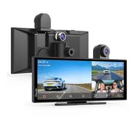 Carpuride W125S Carplay Schermo con 3 Canali Dash Cam, 4K Anteriore e 1080P Posteriore Camera, 1080P Infrarossi Abitacolo Camera, Senza Fili Carplay & Android Auto, 11,26" HD Tattile Schermo, BT.