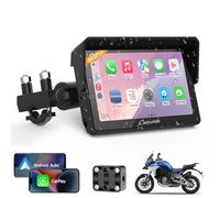 CARPURIDE W502 PRO Schermo per Moto 5" CarPlay, Android Auto, GPS | Doppio Bluetooth, Interfono, Schermo Impermeabile, Sensore Luce, Bussola e Barometro