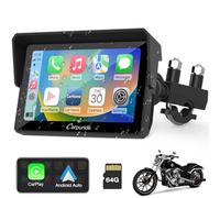 Carpuride W502 Stereo Portatile Senza Fili per Moto Doppio Bluetooth Impermeabile IP67, Schermo Carplay e Android Auto per Moto, Touch Screen da 5 pollici,TF 64G, Siri, G00gle,GPS