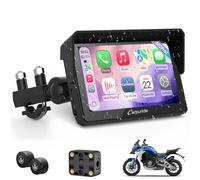 Carpuride W502TPRO per Moto con CarPlay, Android Auto, TPMS e Doppio Bluetooth - Schermo di Navigazione GPS Impermeabile da 5" per Moto, Interfono, Sensore di Luminosità, Bussola, Barometro