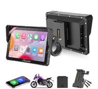 CARPURIDE W702RS Pro Moto Carplay Schermo con Radar BSD e BM05 Mount, Wireless CarPlay & Android Auto, 7 pollici Impermeabile Touchscreen, Funzione Interfono, Dual Bluetooth, Wired Controller, Navi.