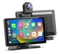 Carpuride W703 Schermo Wireless con CarPlay e Android Auto con Dash Cam | IPS HD 7", Telecamera Anteriore 4K, Telecamera Posteriore 1080P, Registrazione Loop, GPS, Siri, Bluetooth, Mirror link