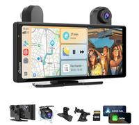 Carpuride W903S Portatile CarPlay Android Auto con Dashcam: Schermo IPS HD, CamAnteriore 4K + CamPosteriore 1080P + CamInfrarossi 1080P, Registrazione in Loop, Bluetooth, GPS,Siri,Musica