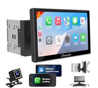 Carpuride YT09S Doppio Din Autoradio - Wireless CarPlay e Android Auto con Telecamera Posteriore, Touchscreen HD da 9", Navigazione GPS, Mirror Link, Musica Bluetooth, USB, FM, SWC