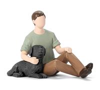 Carracci Statuetta di uomo con cane nero, regalo di ricordo dell'amicizia di ragazzo e cane, un caro tributo all'amore incondizionato degli animali domestici