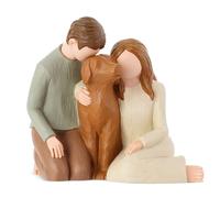 Carracci Statuette ornamentali a forma di coppia con cane, statua commemorativa We Are A Family per gli amanti dei cani