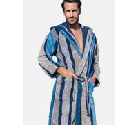 CARRARA Accappatoio unisex in spugna velur di puro cotone art. Amorgos - S/M, Blu