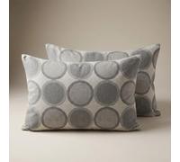 CARRARA coppia di federe sfuse Grey Circle con 3 volani in raso