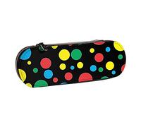 Carrdkdk Astuccio in pelle a righe bianche e nere, astuccio rigido estetico per ragazzi e ragazze, piccolo astuccio organizer con cerniera, grande capacità, per la scuola, Twister Polka Dots, Taglia