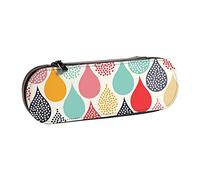 CARRDKDK Astuccio in pelle con bordo a forma di pigna, per ragazzi e ragazze, piccolo astuccio organizer con cerniera, grande capacità, per la scuola, Gocce d'acqua Dots, Taglia unica