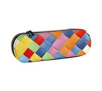 Carrdkdk Astuccio in pelle con formula matematica, astuccio rigido estetico per ragazzi e ragazze, piccolo astuccio organizer con cerniera, grande capacità, per la scuola, Plaid colorato., Taglia