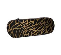 Carrdkdk Astuccio in pelle con illustrazione I Love The 90s, astuccio rigido estetico per ragazzi e ragazze, piccolo astuccio organizer con cerniera, grande capacità, per la scuola, Tigre leopardata,