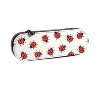 Carrdkdk Astuccio in pelle con motivo a coccinelle infinite, astuccio estetico rigido per ragazzi e ragazze, piccolo astuccio organizer con cerniera, grande capacità, per la scuola, Motivo coccinelle