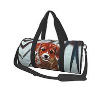 CARRDKDK Borsa da viaggio cilindrica di grande capacità, graziosa borsa da palestra che può contenere scarpe per donne e uomini, borsa stampata con finestra rotta per vacanze, fitness, allenamento