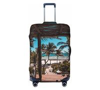 CARRDKDK Copertura per valigia con stampa di cuccioli di Pomeranian, copertura protettiva per bagagli, con elevata elasticità (S, M, L, XL), Spiaggia Palme, XL(37.2''H x 27.7 ''W)