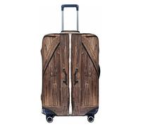 CARRDKDK Copertura per valigia stampata con finestra rotta, protezione per bagagli, copertura per bagagli individuale con elevata elasticità (S, M, L, XL), Porta in legno fienile, M(30''H x 21.5''W)
