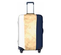 CARRDKDK Copertura per valigia stampata con finestra rotta, protezione per bagagli, copertura per bagagli individuale con elevata elasticità (S, M, L, XL), oro, blu e bianco., L(35.6''H x 24.2''W)