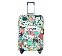 CARRDKDK Galaxy Green - Copertura per valigia con stampa, protezione per bagagli, copertura per bagagli individuale con elevata elasticità (S, M, L, XL), I Love The 90s Illustrazione, XL(37.2''H x