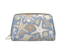 CARRDKDK Piccola borsa per il trucco in pelle impermeabile per borse da viaggio, borse cosmetiche da viaggio, borse per trucco astratte con stampa marmorizzata con pietre per donne, Conchiglia di