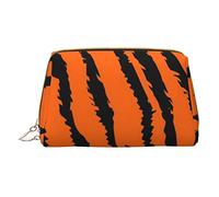 CARRDKDK Piccola borsa per il trucco in pelle impermeabile per borse da viaggio, borse per cosmetici da viaggio, borse per trucchi con stampa di pastelli per donne, Tigre arancione leopardo, Taglia