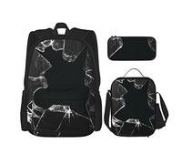 CARRDKDK Set di 3 zaini con stampa con finestra rotta, borsa per la scuola con portapranzo e astuccio, per ragazzi e ragazze, Finestra Rotta, Taglia unica