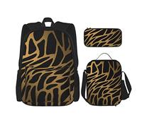 CARRDKDK Set di 3 zaini con stampa leopardata e borsa per la scuola con portapranzo e astuccio, per ragazzi e ragazze, Tigre leopardata, Taglia unica