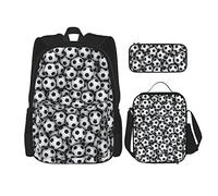 CARRDKDK Set di 3 zaini per la scuola con stampa della formula matematica, con borsa per il pranzo e astuccio, per ragazzi e ragazze, Mucchio di Palloni, Taglia unica
