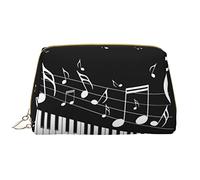 CARRDKDK Trousse da viaggio in pelle impermeabile, per cosmetici, con stampa a tema scienza dei cartoni animati, da donna, Tasti per pianoforte con note musicali, Taglia unica