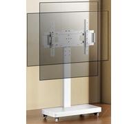 Carre TV mobile su ruote-supporto per la TV a pavimento portatile, per schermo piatto a LED da 26-70 pollici, fino a 100 kg, schermo orizzontale e verticale fisso, White-26-60in