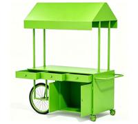 Carrelli Alimentari Mobili Portatili a Quattro Ruote con Tettoia | Bancone Esterno Vendite, Stand Mercati Notturni, Carrello per Matrimoni, Compleanni ed Eventi(Green)
