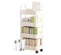 Carrelli con ruote,Carrello con ruote | Carrello per libri su | Carrelli multiuso a 3/4 livelli con, carrello portaoggetti con maniglie, adatto per cucina, soggiorno, posto di lavoro