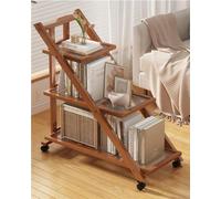 carrelli elevatori per cucina, carrelli elevatori Foldable Utility Cart with 360° Wheels - Sturdy Rolling nizer, Silent Movement,(Brown,3 tiers)