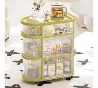 carrelli elevatori per cucina, carrelli elevatori Storage Cabinet Plastic with Wheels Toilet Paper Shelves Smooth Handle Space-Saving(Green)