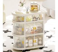 carrelli elevatori per cucina, carrelli elevatori Storage Cabinet Plastic with Wheels Toilet Paper Shelves Smooth Handle Space-Saving(White)