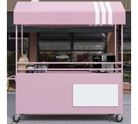 Carrelli mobili per venditori di cibo di strada, carrelli alimentari con tenda, bancarella del mercato in anticipo, in vendita Torte/Frutta/Fiori/Usa, per Farmers Market/Street (rosa, 120 cm)