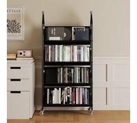 Carrelli porta libri in metallo con ruote girevoli a 360°, carrello creativo per biblioteca, ripiani inclinati a W, libreria in ferro per riporre opere d'arte(White,4 layers)