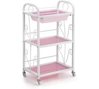 Carrelli portaoggetti grandi e mobili, carrelli manuali per cucina, carrello di servizio in metallo a 3 ripiani, ripiani portaoggetti con ruote e maniglie, carrello portaoggetti per salone d