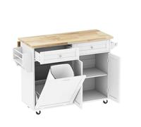 carrellino cucina Armadietto per rifiuti da cucina inclinabile da 10 galloni, carrelli mobili con isole di stoccaggio con portaspezie Carrello(White)