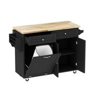 carrellino cucina Armadietto per rifiuti da cucina inclinabile da 10 galloni, carrelli mobili con isole di stoccaggio con portaspezie Carrello(Black)