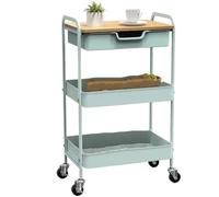 carrellino cucina Carrello portaoggetti con rotelle in metallo con piano d'appoggio, carrello multiuso moderno su ruote per riporre la cucina Carrello(Light Green)