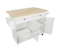 carrellino cucina Isola da cucina con rotelle, armadietto per rifiuti da cucina, contenitore inclinabile con ribaltina, carrelli mobili con isole di stoccaggio Carrello(White)