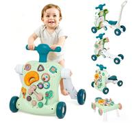 Carrellino Primi Passi Montessori 6 in 1 Multimodo con Pannello e Gioco | Girello per bambini 6-18 mesi, spingitore e tavolo attività con pannello rimovibile e giochi integrati, sicuro e stabile