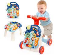 Carrellino Primi Passi Rimovibile Regolabile in Altezza,Primi Passi per Bambini Multifunzionale con Luce,Giocattolo Elettronico Educativo con Musica e Suoni,Girello per 9+ Mesi